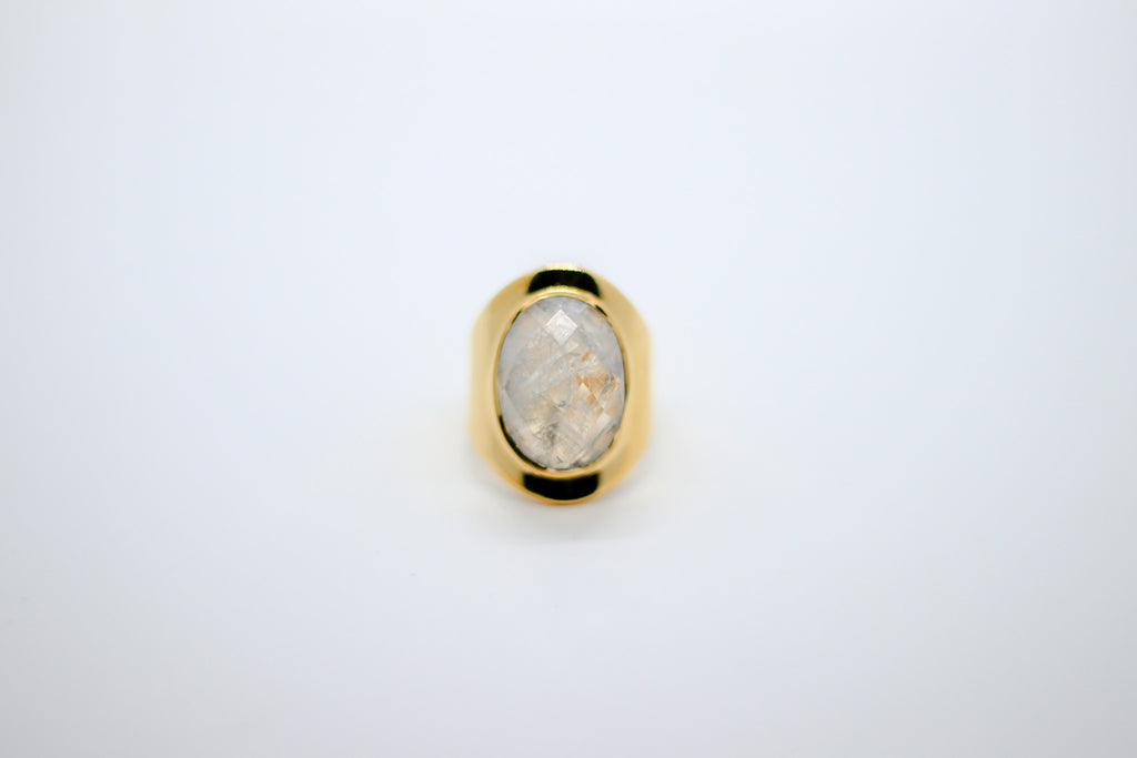 Large Faceted Moonstone Ring