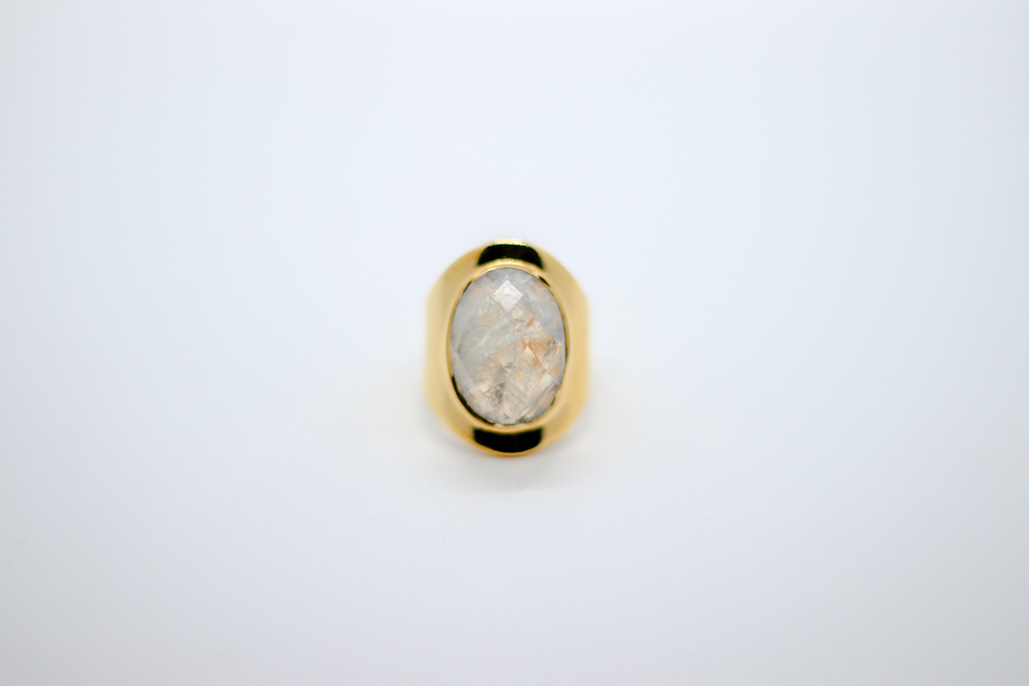 Large Faceted Moonstone Ring