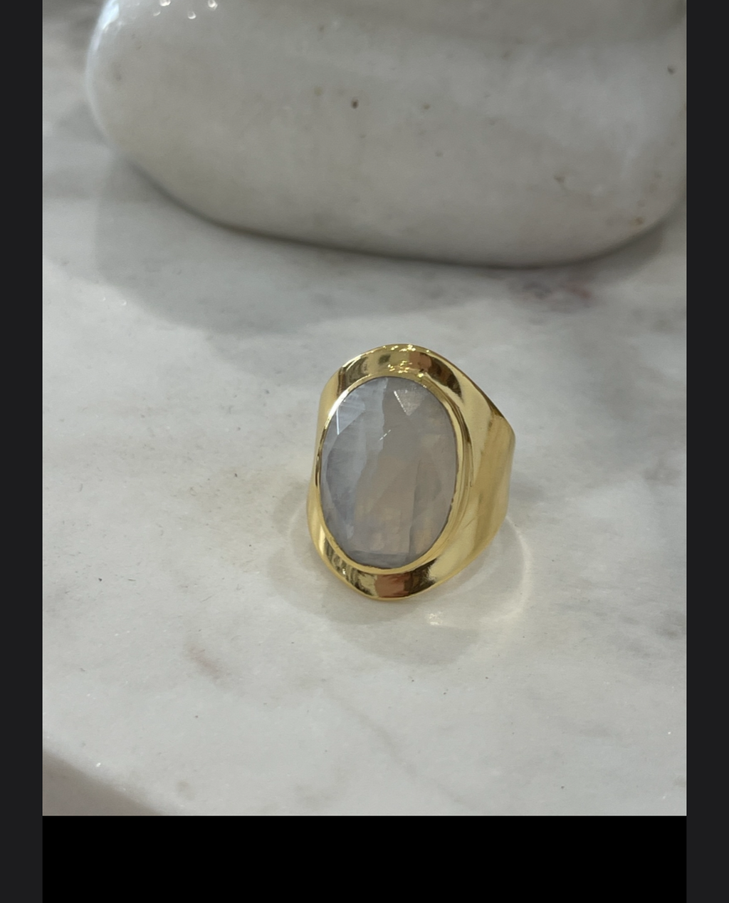 Large Faceted Moonstone Ring