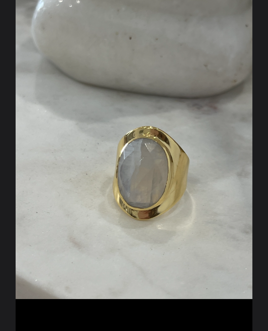Large Faceted Moonstone Ring